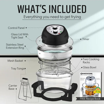 Granitestone 16 Quart Extra Large Air Fryer - Oil-Less Crispy Cooking for Healthier Meals