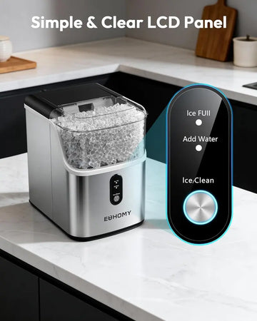 EUHOMY Nugget Ice Makers Countertop, Pebble Ice Maker Machine with 35lbs/24H&33lbs/24H Soft Ice, Self-Cleaning Sonic Ice Maker with Ice Scoop&Basket, Utensils, Pellet Ice Maker for Home/Kitchen/Office
