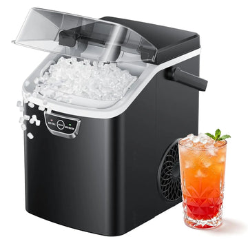 EUHOMY Nugget Ice Makers Countertop, Pebble Ice Maker Machine with 35lbs/24H&33lbs/24H Soft Ice, Self-Cleaning Sonic Ice Maker with Ice Scoop&Basket, Utensils, Pellet Ice Maker for Home/Kitchen/Office